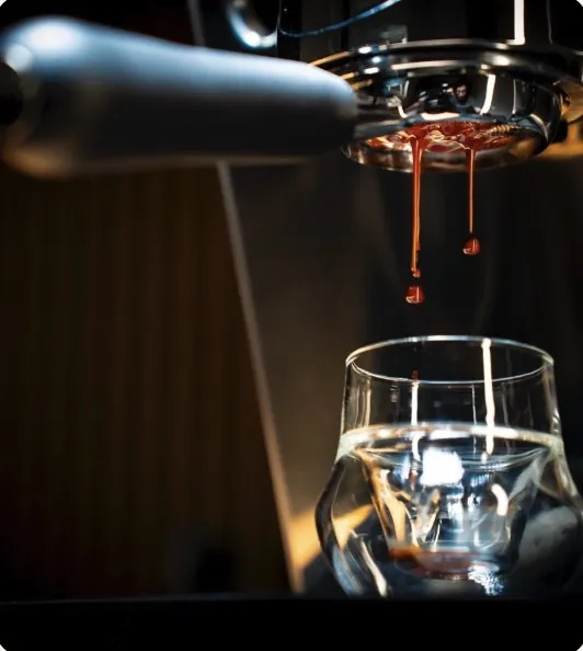 Espresso pouring into a glass